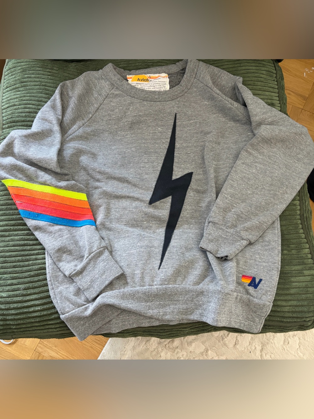 Aviator Nation Bolt Chevron Stripe Sweatshirt Neon Rainbow & Sweatpants Set